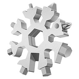 KPS Stainless Steel Flat Head (Multi-Functional) Snowflake 18 in 1 Tool Multi Key-Chain High‑Carbon All The Essential Tools for Outdoor use Durable and Portable,Essential Key Chain (Pack of 1) image 2