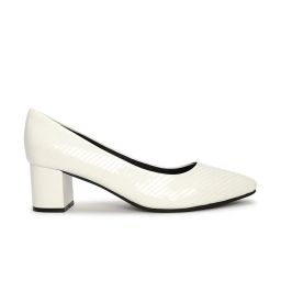 marc loire Women’s Self Design Comfortable Slip-on Casual Pointed Toe Block Pumps Heels image 4