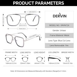 Dervin Blue Light Blocking Blue Cut Zero Power anti-glare Retro Square Eyeglasses, Frame for Eye Protection from UV by Computer/Tablet/Mobile/Laptop image 4