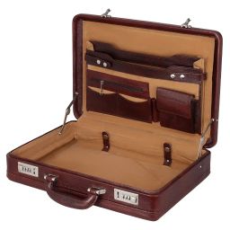 hyatt leather accessories 18 Inch Expandable Men's Leather Briefcases Office Bags | Dimension L- 18 X W- 5 X H-12 image 2