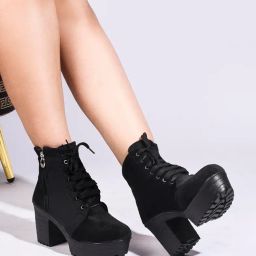 tryme Comfortable Alluring Extra Cushion Inner Sole Ankle Boot with Block Heels for Womens and Girls image 2