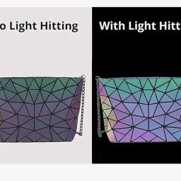 Classy Bag Geometric Luminous Purses and Handbags for Women Holographic Reflactive Crossbody Bag (Design Pattern May Vary), Green image 3