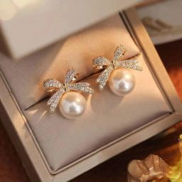 shining diva fashion Latest Stylish Crystal Pearl Earrings for Women and Girls (16116er) image 2