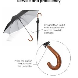 eume Ordin 27" Single Fold Rain Umbrella with Fiber Bend Handle and Auto Open Long Umbrellas image 2