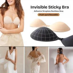 caredone Adhesive Strapless Bra for Women, Invisible Push-Up Support, Reusable Bra, Invisible Stickon Backless Push-up Bra. image 2