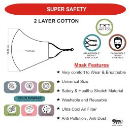 Black Cloth Face Mask, Comfortable and Stylish Look Reusable and Washable With Adjustable ( Pack of 9 ) image 2