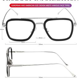 CREEK Blue Light Blocking Blue Cut Zero Power anti-glare Retro Square Eyeglasses,Tony Stark Frame for Eye Protection from UV by Computer/Tablet/Laptop/Mobile (With Torch and Testing Card) image 5