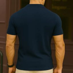 SFCLICK V-Neck with Zip Closure Type T-Shirt || Half Sleeves Casual Regular Wear T-Shirt for Men (Pack of 1) image 2