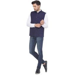 veera paridhaan Rayon Sequence Nehru Jacket for Men (Blue) image 4