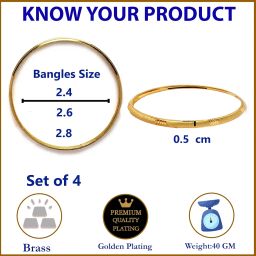 zeneme Set Of 4 Gold-Plated Classic Textured Handcrafted Bangles image 4