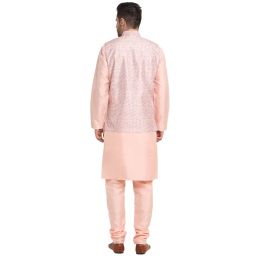 kraft india Mens Silk Blend Kurta and churidar with Thread Work sequence Nehru jacket image 1