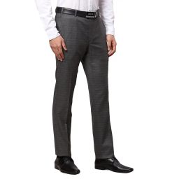 raymond Men's Poly Viscose Blend Solid Pattern Slim Fit Flat Front Formal Trouser image 1