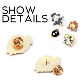 pounchi Calcifer Anime Enamel Pin (4 Pcs) Cute Lapel Pin Office Supplies Cartoon Anime Enamel Badge Gift for Bag Backpacks for Teens image 2