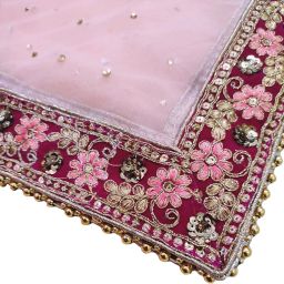 navti creations Women's Heavy Net Dupatta With Multicolored Embroidery Border(Full Stone Work, 2.25m) image 3