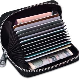 vrozty 12 Slot Credit Debit Card Holder Money Wallet Zipper Coin Purse for Men Women (Blue Chex) image 3