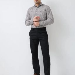 raymond Men Slim Fit Solid Pattern Poly Viscose Blend Flat Front Formal Trouser image 4