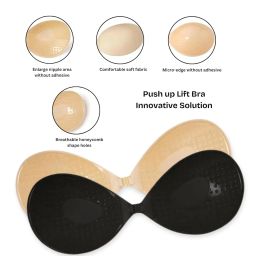 caredone Adhesive Strapless Bra for Women, Invisible Push-Up Support, Reusable Bra, Invisible Stickon Backless Push-up Bra. image 3