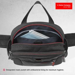 WENGER Waist Pack with Designated Antibacterial Mask Pocket, Multi-Pocket Lumbar Pack for Essentials, Two Zippered compartments in Black-Blend of Style & Function, Swiss Designed (611875) image 2