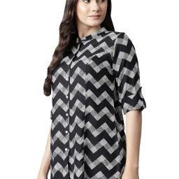 divena Black Rayon Zigzag Print Top image 2
