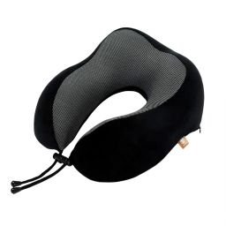makimoo Memory Foam Travel Pillow, Neck Pillow with 360-Degree Head Support, Comfortable and Lightweight, Ideal for Sleeping on Airplane, Car, Train, Bus and Home Use, Comes with Storage Bag (Black) image 2
