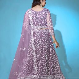 varni fabrics: a lady's first love Varni Fabrics Net Embroidered Semi-Stitched Lehenga with Blouse and Dupatta image 5