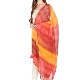 dupatta bazaar Woman's Printed Bandhini Chiffon Dupatta. image 1