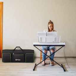 GIG Master Heavy Padded Keyboard Bag/Cover/Case for Yamaha PSR-F50, F51, F52, E253, E263, E273, E283, 61 Keys Keyboard with Dust Cover & Double Pocket(Black & Green) image 5