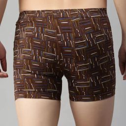 lux cozi Men's 100% Cotton Printed Inner Elastic Long Trunk | Printed Long Trunk for Men | Color and Print May Vary | Long Trunk for Men Pack of 5 image 4
