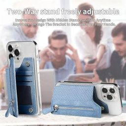 JR Stick on Wallet for Phone Case,Small Card Holder for Phone Case with Snap Closure, Card Holder for Back of Phone Cases Flip Leather Zipper Wallet Sleeve Pouch Compatible (Random Color) image 3