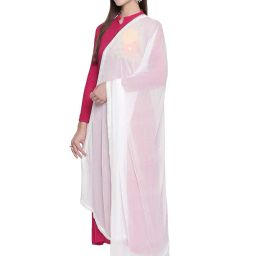 dupatta bazaar Woman's Plain Chiffon Dupatta with border lace image 2