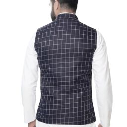click one Clcik One Ethnic Checkerd Nehru Jacket For Men's image 4