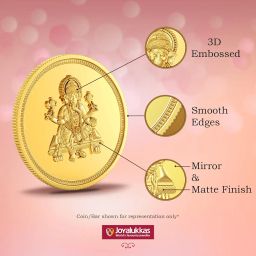 Joyalukkas 1gm 22K (916) Yellow Gold Coin with Ganapaty Design image 2