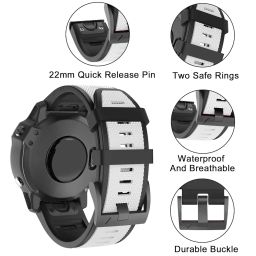 MYSNBKN Compatible with Garmin Fenix 5 Watch Band, 22mm Width Soft Silicone Replacement Strap for Fenix 5/ Fenix 5 Plus/ Fenix 6/ Fenix 6 Pro/ Forerunner 935, 945/ Approach S60 Smartwatch image 1