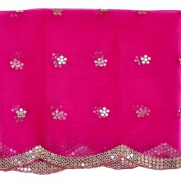 youthquake Embroidered & Embellished Plastic Mirror Net Dupatta for Womens & Girls With Curve Cut Work Fancy Design image 1