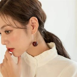 fashion frill Earrings For Women Red Cherry Designs Gold Plated Dangle Earrings For Women Girls Love Gifts Womens Jewellery image 2