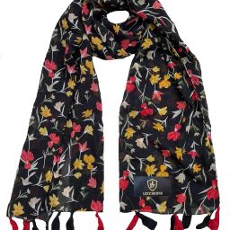 letz dezine � Women's Printed Chiffon Multicolored Scarf and Stoles with Tassels - Set of 6 (LDS10250) image 4