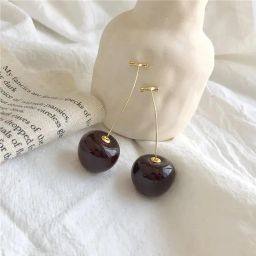 fashion frill Earrings For Women Red Cherry Designs Gold Plated Dangle Earrings For Women Girls Love Gifts Womens Jewellery image 5