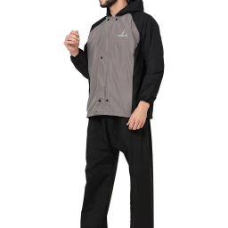 fabseasons Lightweight Waterproof Raincoat set of Top & Bottom for Men's, with hood & Reflector at back image 1