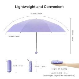 alexvyan Mini Umbrella with Case for Men & Women (Manual Open) Compact Travelling Umbrella, Polyester & UV Protection Fabric for Summer/Anti-Slip Handle- Use in Rain & Summer- 6 Frame-2024 (Purple) image 1