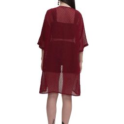 tokyo talkies Self-Design Longline Open Front Shrug | Flared 3/4 Sleeves | Elegant & Lightweight Layering Piece for Casual & Formal Looks | Women Shrugs | Shrugs for women image 2