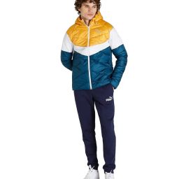 puma Men Nylon & Net Colorblock Standard Length Padded Jacket image 4