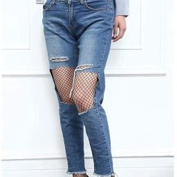 vt virtue traders Women's Synthetic High Waist Broad Mesh Net Style Regular Pantyhose Tights Fishnet Stockings (Black, Free Size) image 2