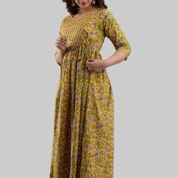 HRK VEMON Women's Pure Cotton Printed Maternity Gown Feeding Nighty A-line Feeding Dress Kurti Gown for Women Pack of 2 image 2