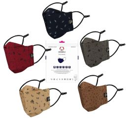 Cenwell 5 Pcs 3D Mask 100% Cotton Printed 6 Layer Face Mask with Adjustable Earloop & Ear Saver Strap for Men & Women, Breathable,Reusable, Washable Designer Fabric Mask with Melt Blown Filter image 4