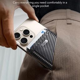 ESR for MagSafe Wallet with Find My, 5-Card Holder, Strong Magnetic Attachment for iPhone, Compatible Tracker, for iPhone 16/15/14/13/12 Series (Not for 13/12 Mini), Black Carbon Fiber image 5