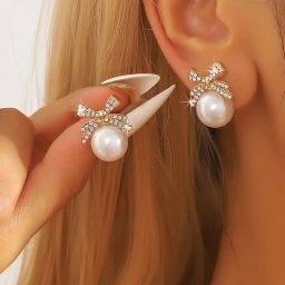 shining diva fashion Latest Stylish Crystal Pearl Earrings for Women and Girls (16116er) image 5