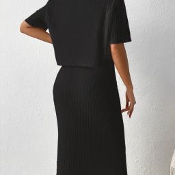 siril Women's Maxi Co-ord Set Lycra Crop Top and Skirt Set | Top and Bottom Set | 2 Piece Set Women image 1
