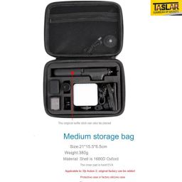 TASLAR Hard EVA Box Travel Carrying Bag Zipper Protective Pouch Case Cover Shockproof Combo with Foam Inner Hard Shell Portable Storage with Strap Compatible with DJI Action 2, Black image 3