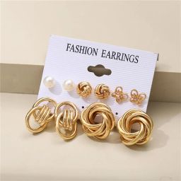 shining diva fashion 11 Pairs Combo Set Latest Stylish Vintage Pearl Earrings for Women Gold Plated Dangle Earrings Heart Butterfly Hoop Earrings Geometric Fashion Jewelry image 4