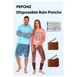 peponz Unisex Waterproof Disposable Rain Card | Emergency Use, Small Pocket Size, Reusable 2-3 Times, Thin Plastic, Easy to Carry, Multi-Color | Free Size image 1